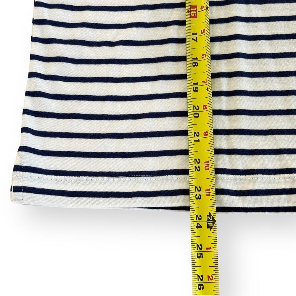 J. Crew Vintage Jersey Johnny-Collar Shirt Navy White Stripe Womens Size Large - Picture 7 of 8
